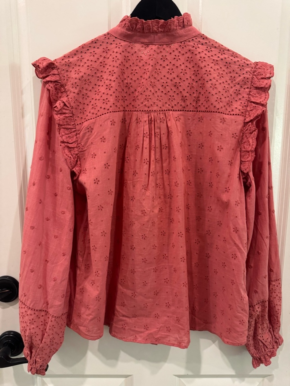 BNWT Boden Iris Broderie Shirt Dusty Red size 12P STUNNING - Picture 8 of 11